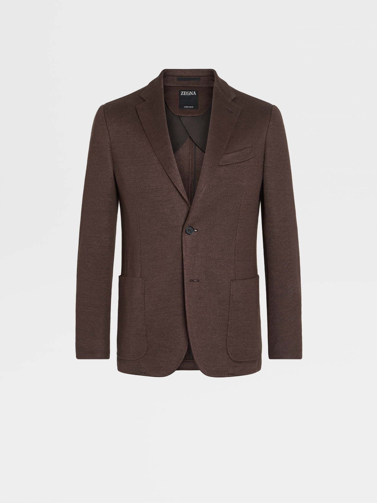 Chaqueta Camisera Jerseywear en Lino Color Marrón Oscuro